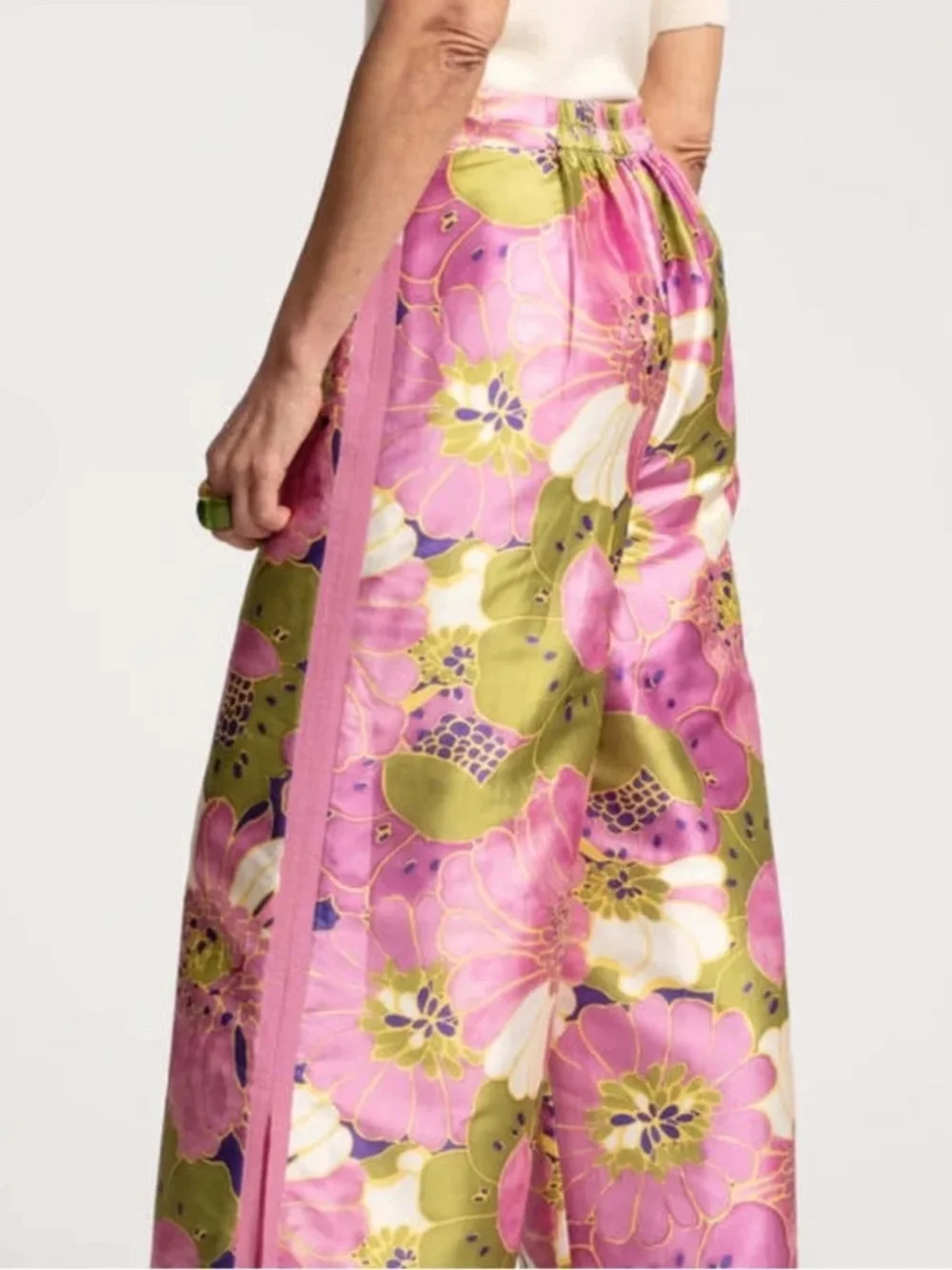 Frances Valentine African Daisy Palazzo Pants Wide Leg Floral Size 8 - Picture 4 of 5